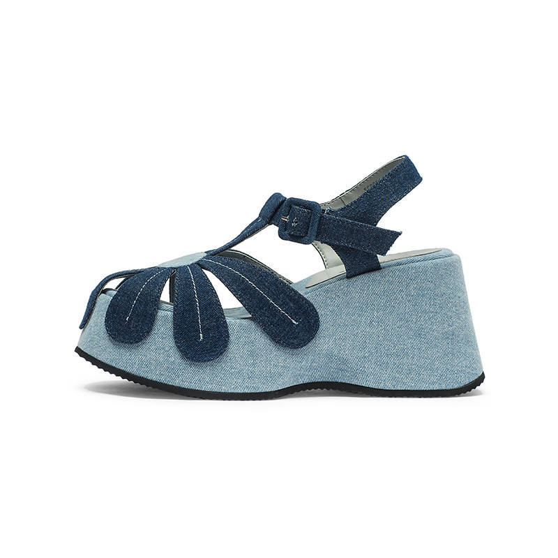 Coup De Foudre Fabric One Strap Sandals Women's Dark Blue
