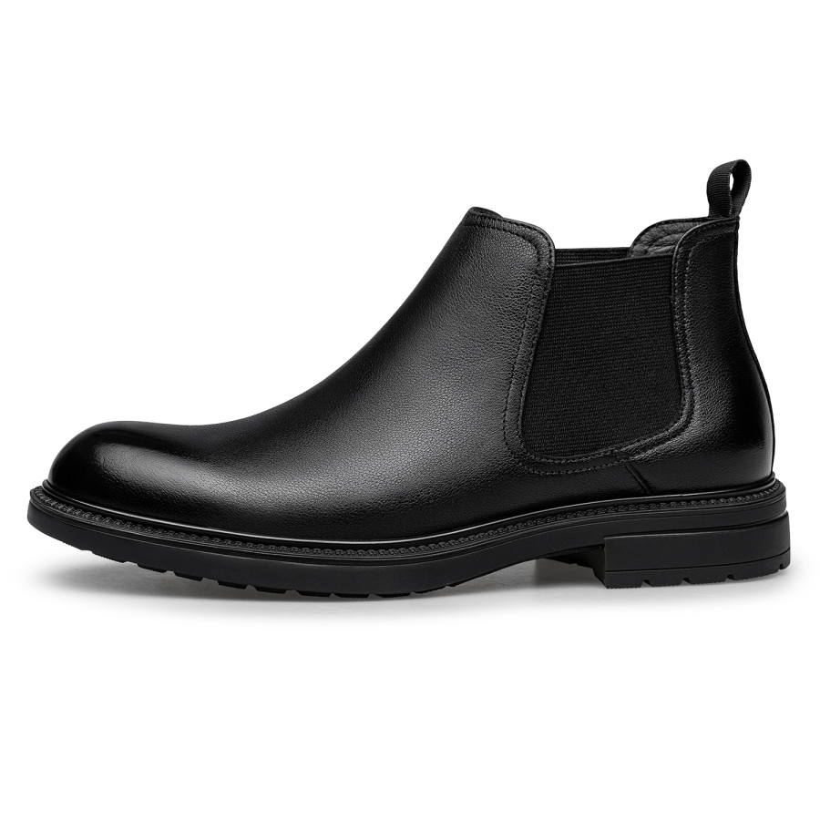 ZRO Top Grain Cow Leather Short Chelsea Boots Men's Black