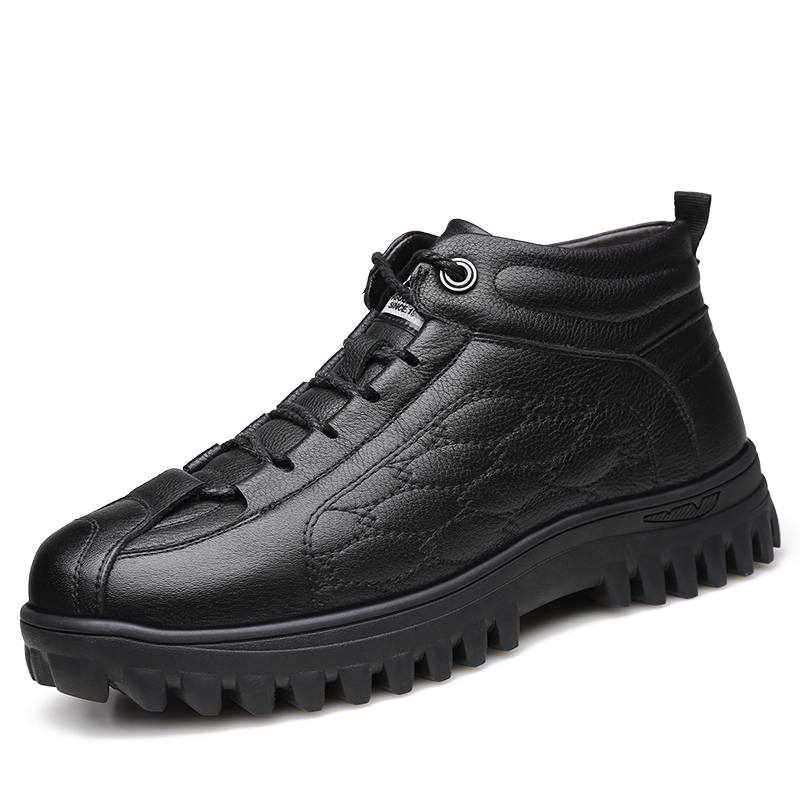 CITONGXIANSHENG Top Grain Cow Leather Casual Shoes Men's Black
