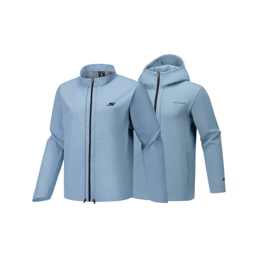 Skechers Jackets Men's Wind Greeting Blue/03M3 Detachable Hood Moderate Other