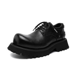 Lanza Chunky Derby Shoes Platform Height Increasing Upturned Toe Workwear British Style Leather Shoes Low top