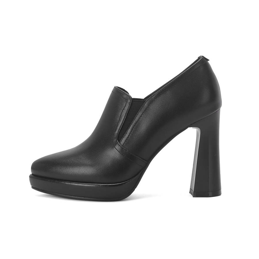 PIERCE GENTRY Cow Leather Chunky Heel High Heels Women's