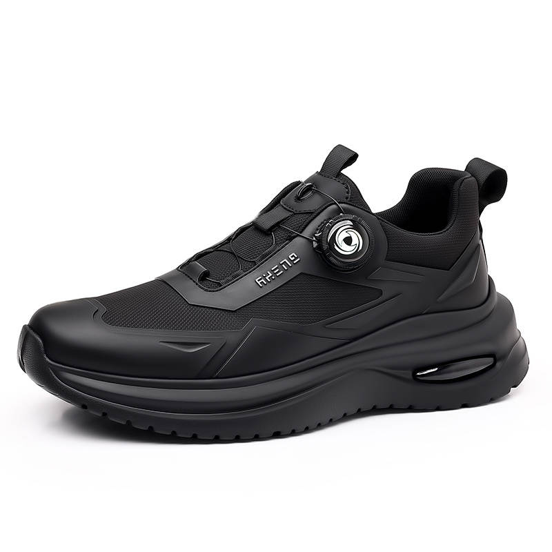 GONGNIULEITING Cow Split Leather Low top Casual Shoes Men's Black