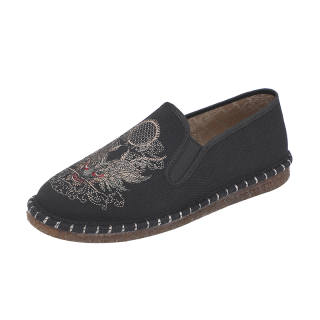 TAIHEYUAN Old Beijing Handcrafted Mongoose Embroidery Traditional Cloth Shoes Men's Black