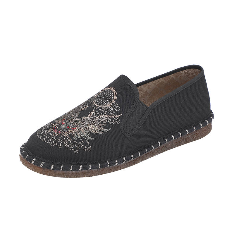 TAIHEYUAN Old Beijing Handcrafted Mongoose Embroidery Traditional Cloth Shoes Men's Black