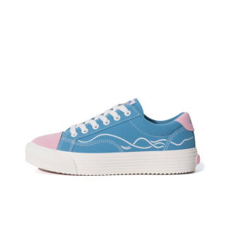 FULLXUAN Microfiber Leather Low top Skateboard Shoes Women's Blue Pink