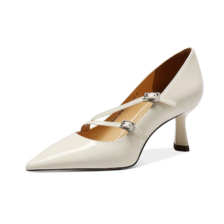 JESSICA SOPHIA Cow Leather Slim Heel Mary Jane Shoes Women's