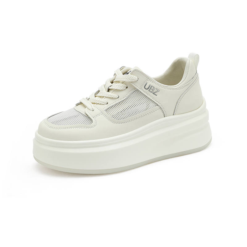 UBZ Synthetic Leather Low top Skateboard Shoes Women's Ivory White