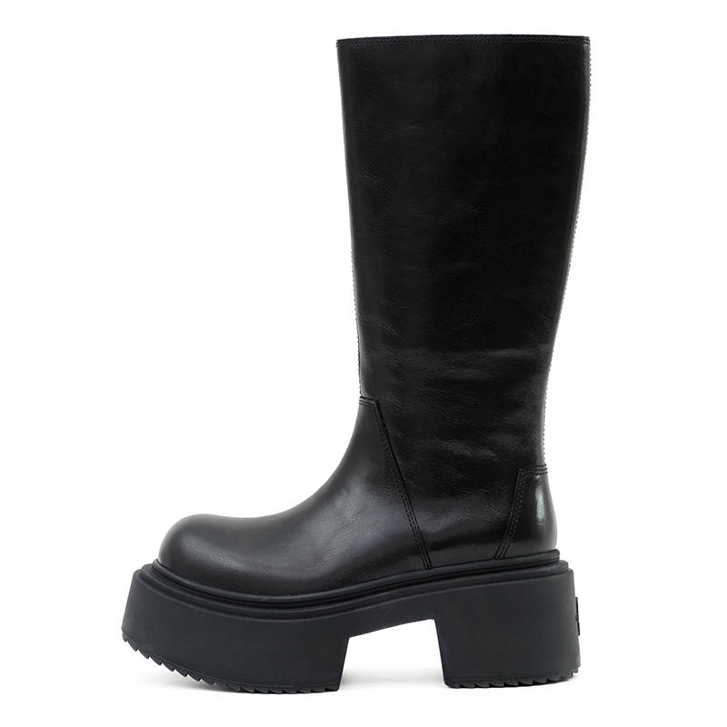 SMFK Cow Leather Knee high Boots 70mm Women's Wilderness Black