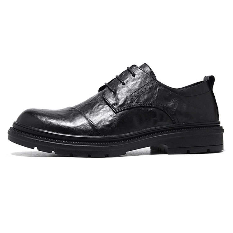 KAQIAODI Casual Leather Shoes Men's Low Top Black