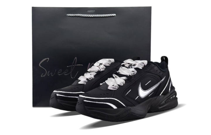 Nike Nike Air Monarch 4 Wear resistant And Lightweight Low top Chunky Sneakers Unisex Black Silver