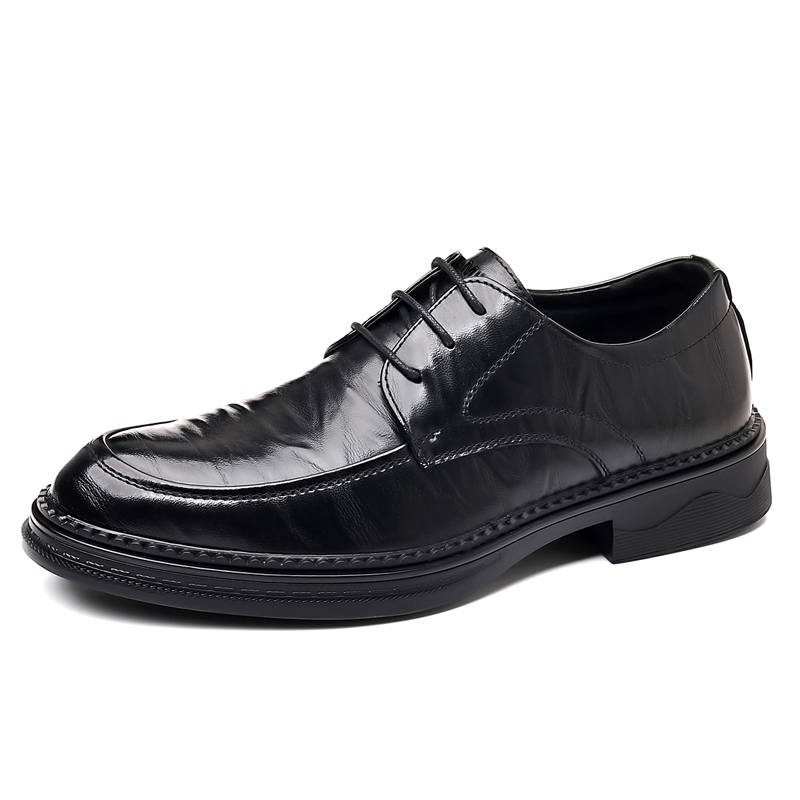 YIMINU Casual Leather Shoes Men's Low Top Black/Brown