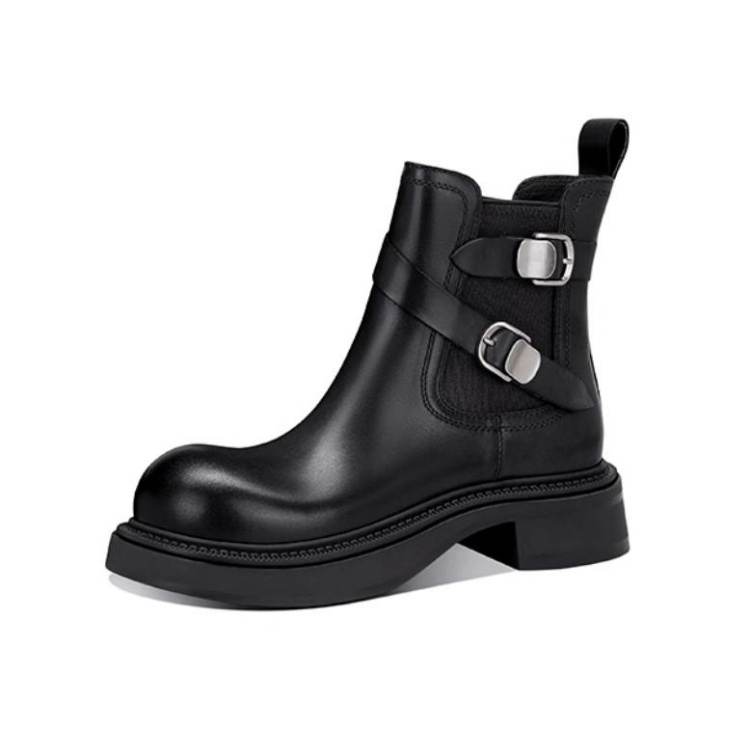 JESSICA SOPHIA Top Grain Cow Leather Short Chelsea Boots Women's