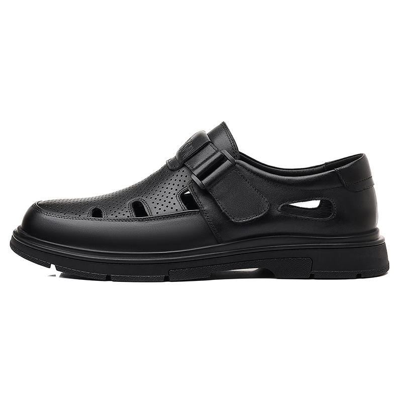 PT'SON Top Grain Cow Leather Men's Casual Shoes Men's Black