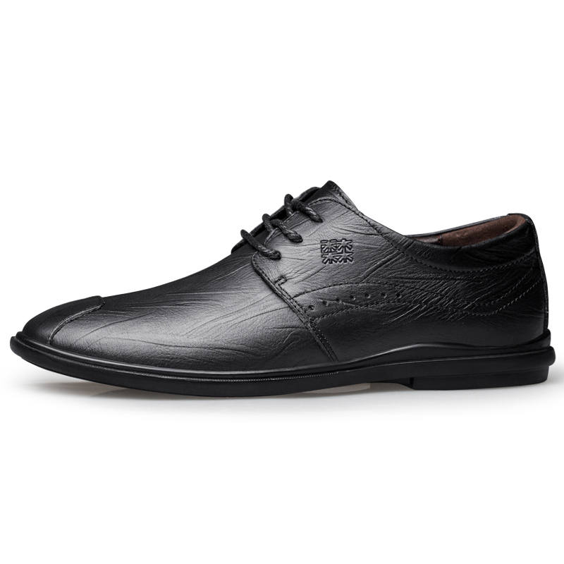 Mulinsen Casual Leather Shoes Men's Low Top Black/Light Brown/Dark Brown/Khaki