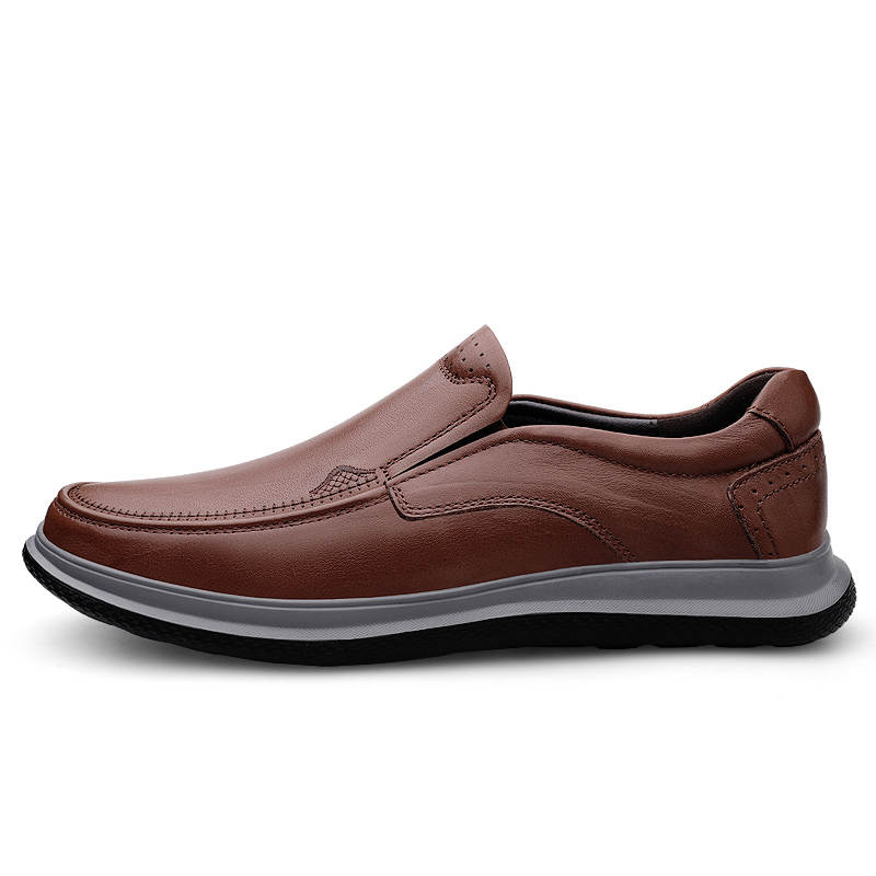 CITONGXIANSHENG Top Grain Cow Leather Casual Shoes Men's Brown