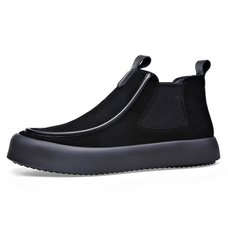 YEDANI Cow Suede Short Chelsea Boots Men's Black