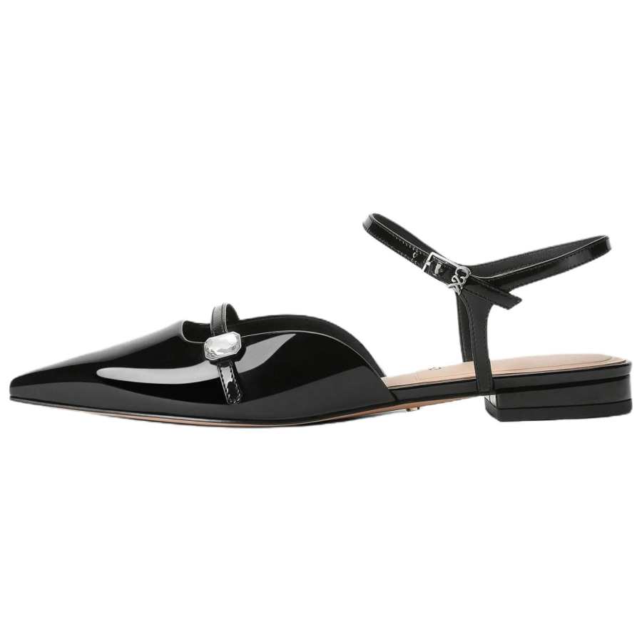CHARLES&KEITH Calfskin Casual Shoes 1.5cm Women's Black