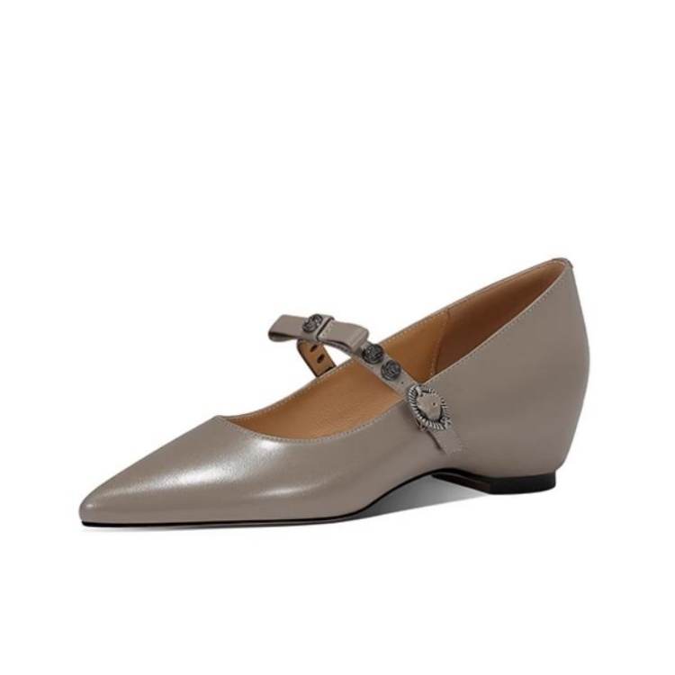 JESSICA SOPHIA Sheepskin Chunky Heel Mary Jane Shoes Women's