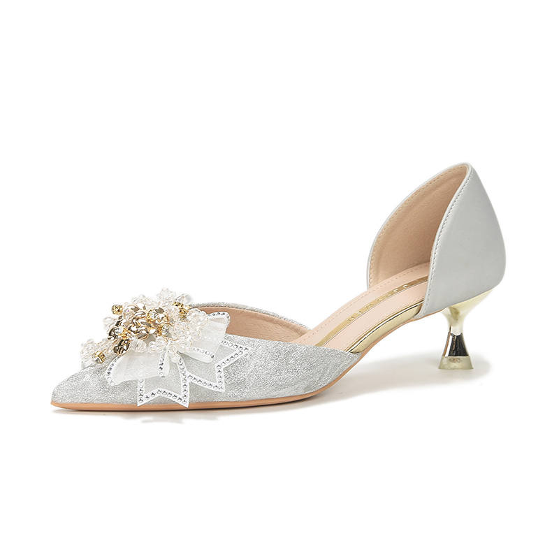 Zubumei Leather Slim Heel High Heels 4cm Women's