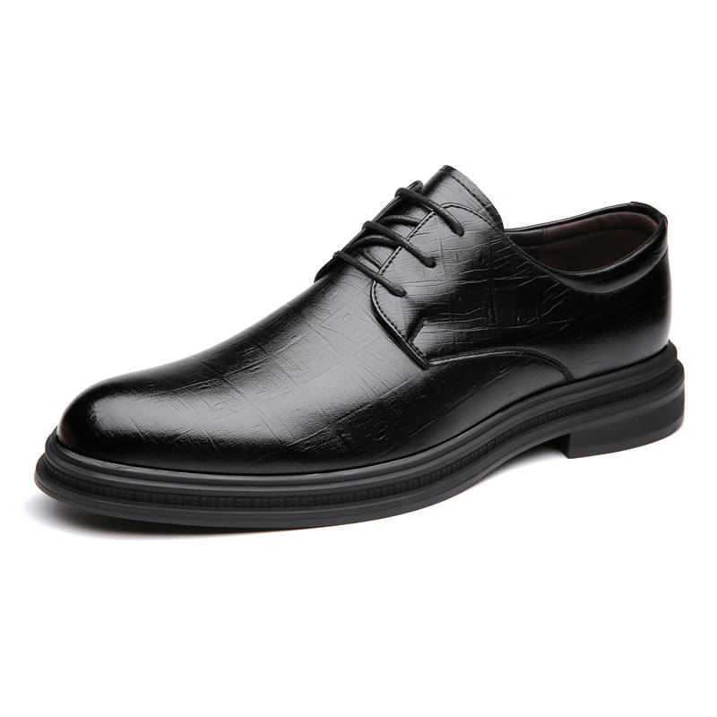 YINGLUNQISHI Top Grain Cow Leather Casual Leather Shoes Men's Black