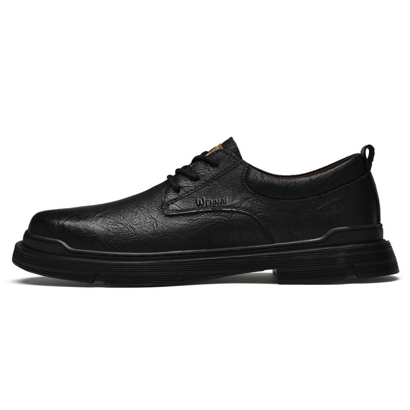 WENNAI Cow Split Leather Casual Shoes Men's Black