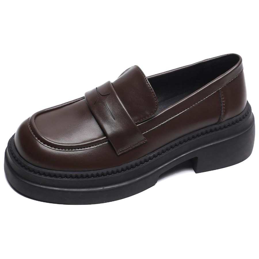 WEISHIBANGWEI WEISHIBANGWEI Microfiber Leather Loafers 5CM Women's Brown