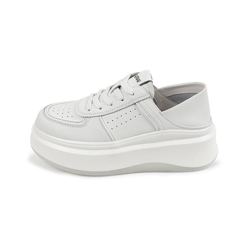 QIAONAI Abrasion Resistant Height Increasing Low top Skateboard Shoes Women's White