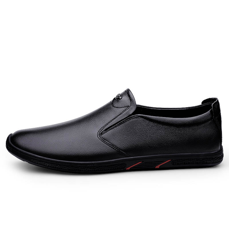 YINGLUNQISHI Top Grain Cow Leather Casual Shoes Men's Black