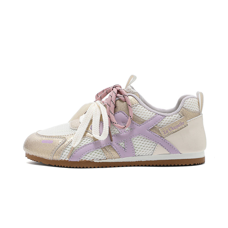 La Chapelle Fabric Abrasion Resistant Rebound Low top Casual Shoes Women's Beige Purple