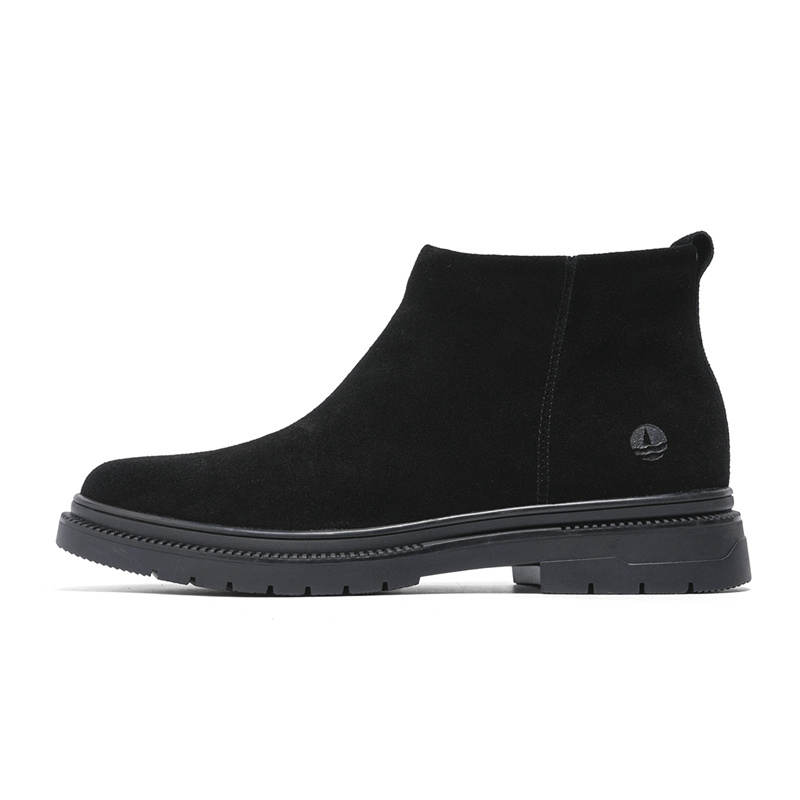 NAVIGARE Small Sailboat Cow Suede Platform Height Increasing Versatile, Snowfield Fleece Lined Warm Boots Ankle Boots