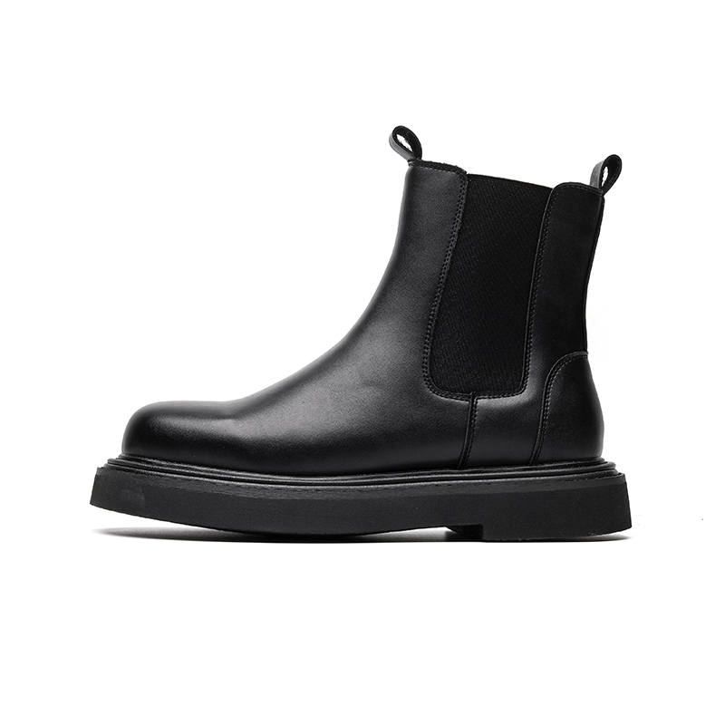 KAQIAODI Microfiber Leather Short Chelsea Boots Men's Black