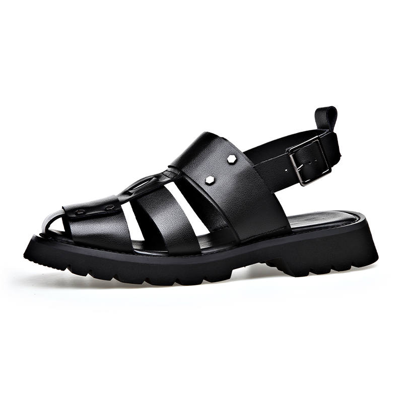 LUOMAIKE LUOMAIKE Cow Split Leather Beach Sandals Men's Black