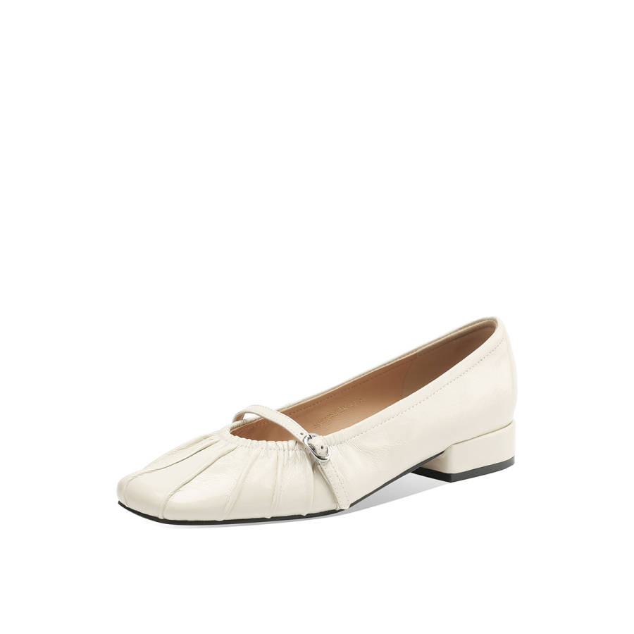 Rosa Bianca Sheepskin Chunky Heel Mary Jane Shoes Women's