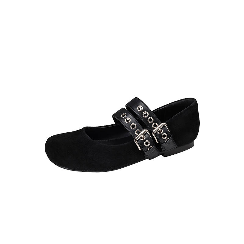 HONGYANGLIN Sheepskin Flat Mary Jane Shoes Women's