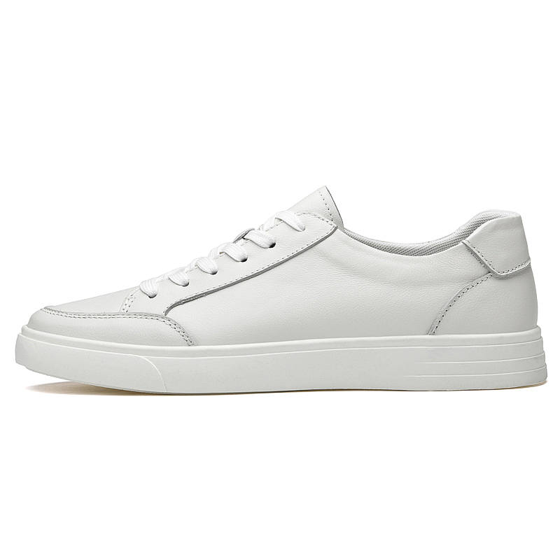 YINGLUNQISHI Top Grain Cow Leather Low top Skateboard Shoes Men's White