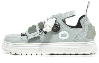 OETZI Ice Man Oz Cow Split Leather Lightweight Low top Skateboard Shoes Unisex Gray Green