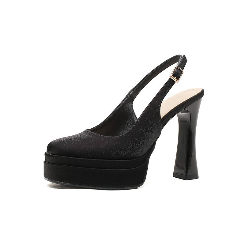 Zubumei Microfiber Leather Chunky Heel High Heels 11cm Women's