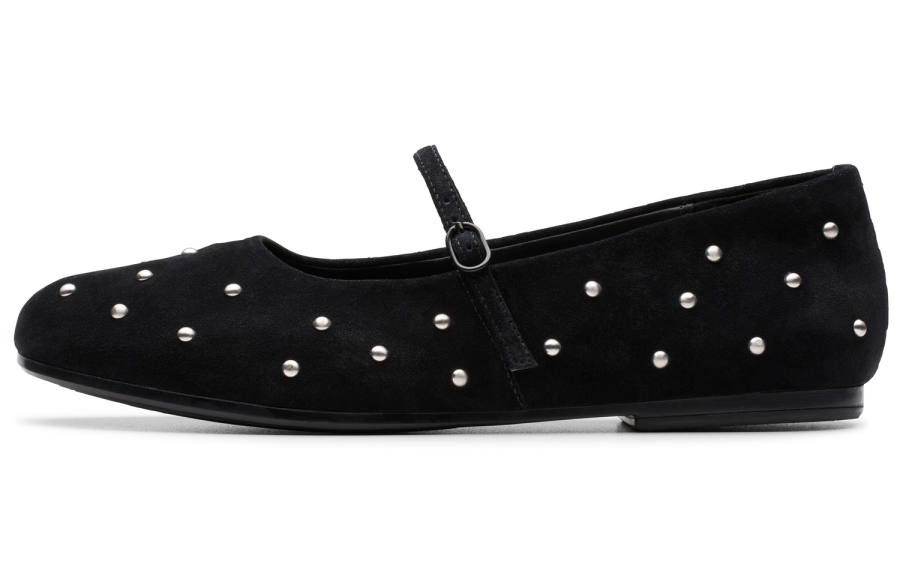 Clarks Flat Mary Jane Shoes Women's Black