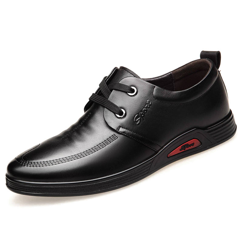 MODENGPAN MODENGPAN Casual Leather Shoes Men's Low Top Black