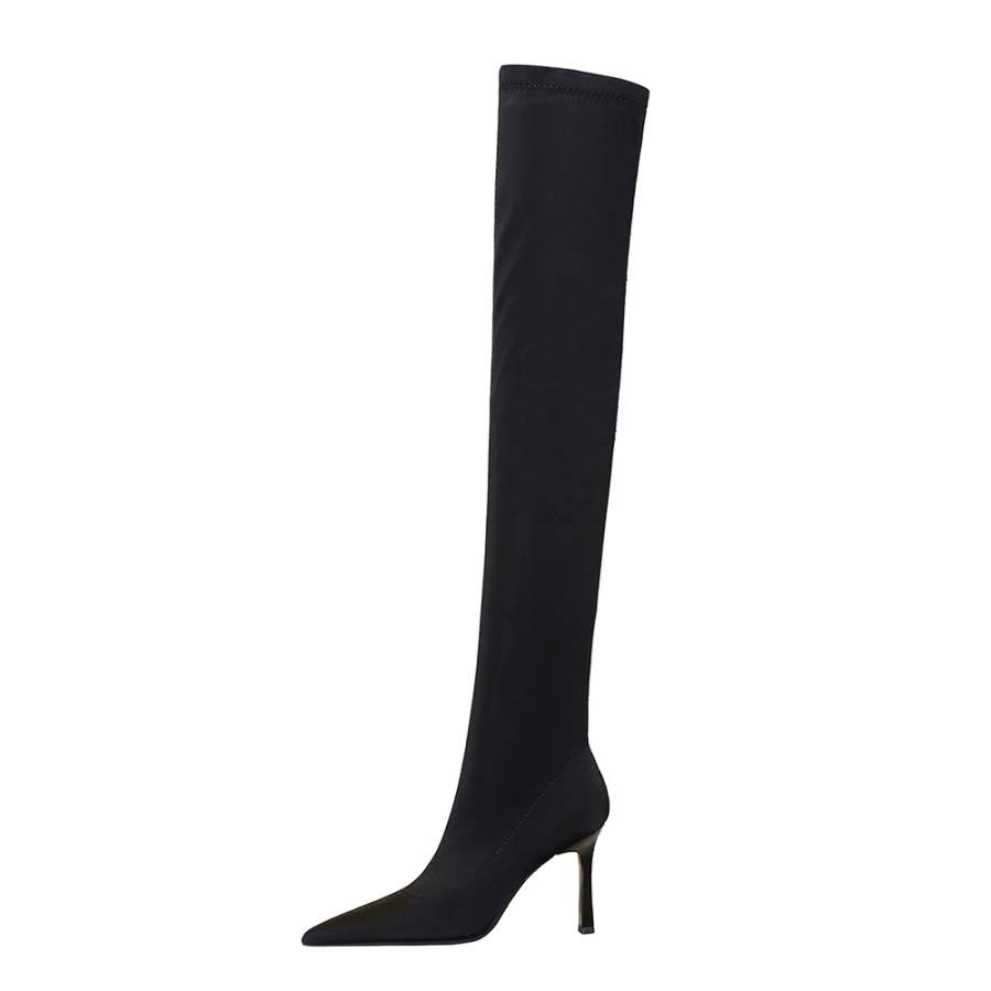QITUMAUL Suede Over the knee Boots 9.5cm Women's Black
