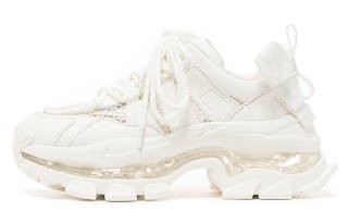 VITTORIO VENTURA Top Grain Cow Leather Cushioning Low top Chunky Sneakers Women's White