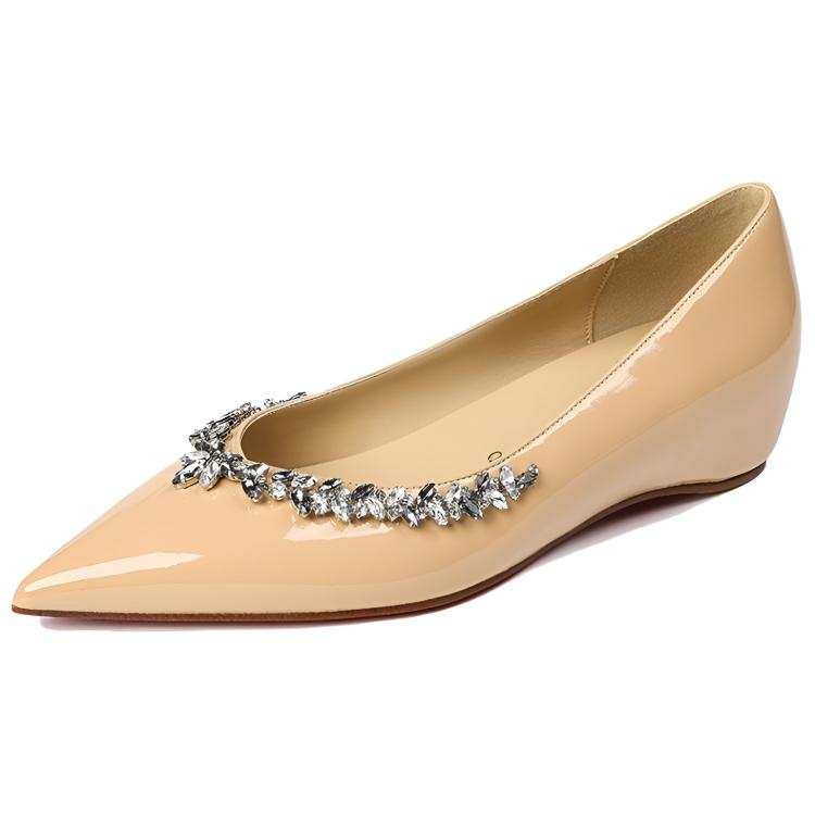 MIZAIJIA Patent Leather Casual Shoes Women's Nude