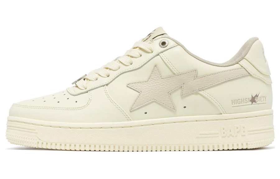 A BATHING APE Highsnobiety x A BATHING APE BAPE STA Cow Leather Abrasion Resistant Low top Skateboard Shoes Men's Khaki