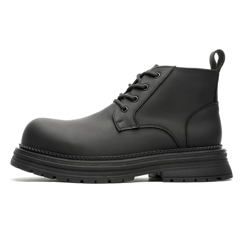 CHILANG CHILANG Microfiber Leather Short Combat Boots Men's Black