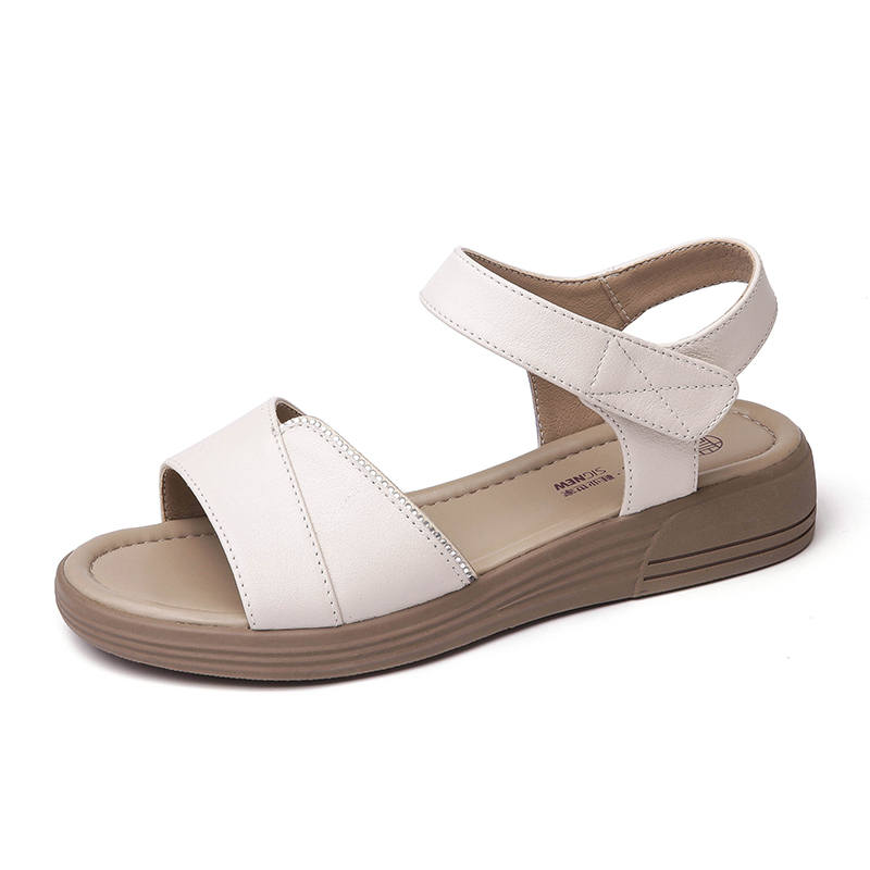 XINNUO Top Grain Cow Leather One Strap Sandals 3.3cm Women's