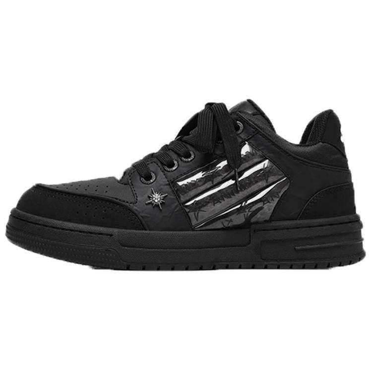 Xiwencha Microfiber Leather Abrasion Resistant Abrasion Resistant Low top Skateboard Shoes Men's Black