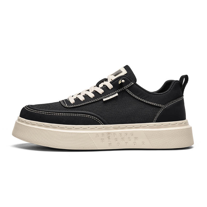 AOKANG Trendy Collection Synthetic Leather Balance Breathable Low top Skateboard Shoes Men's Black