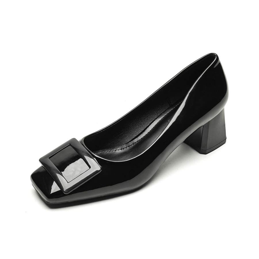 QITUMAUL Microfiber Leather Chunky Heel High Heels Women's