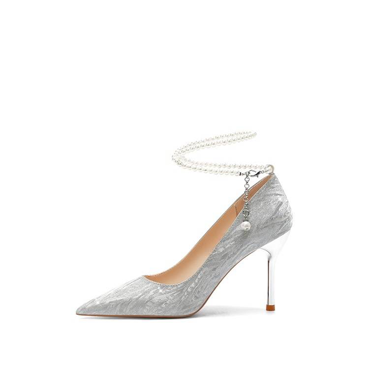 ANGEL BOY Slim Heel High Heels Women's Silver